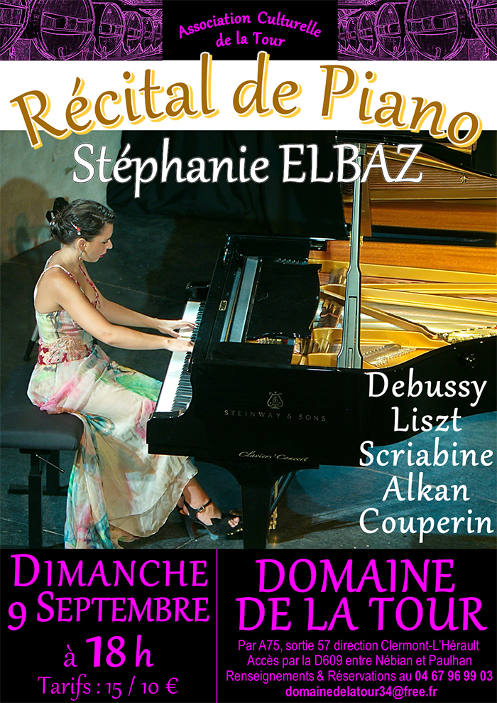 Le 9 septembre, récital de piano avec Stéphanie Elbaz