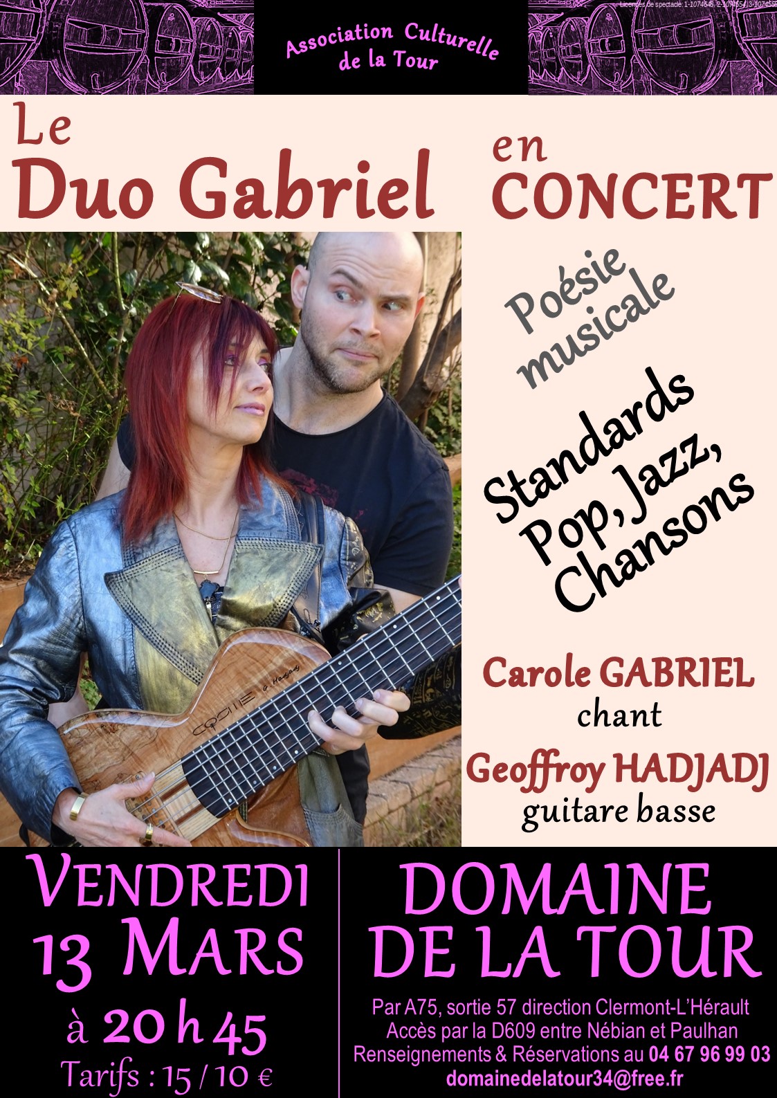 Concert du Duo Gabriel Vendredi 13 mars 2020 à 20h45