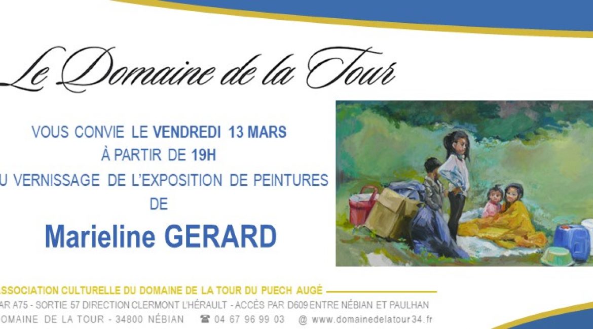 Vernissage des tableaux de Marieline Gérard le vendredi 13 mars à 19h