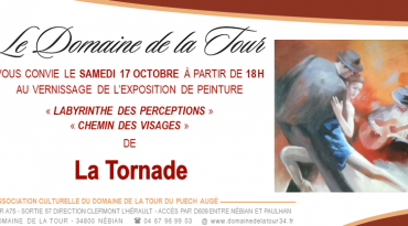 Vernissage le samedi 17 octobre 2020 à 18h00 avec la peintre La Tornade