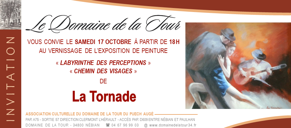 Vernissage le samedi 17 octobre 2020 à 18h00 avec la peintre La Tornade