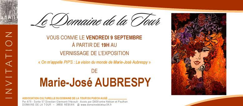 Vernissage de l’exposition des œuvres de Marie-José AUBRESPY vendredi 9 septembre à partir de 19h