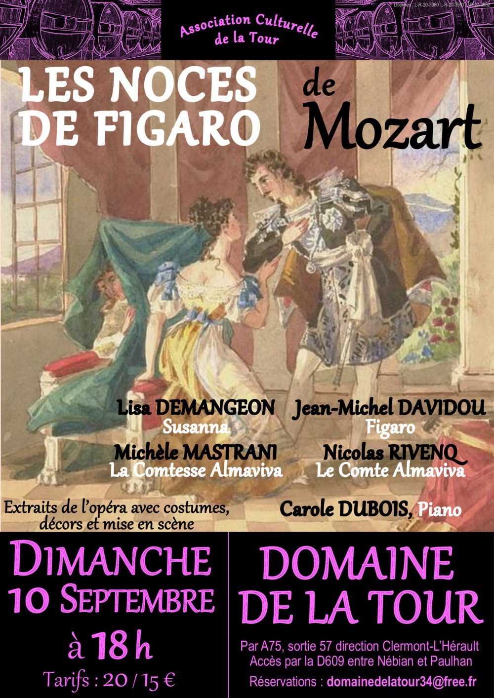 Opéra Les Noces de Figaro dimanche 10 septembre à 18h